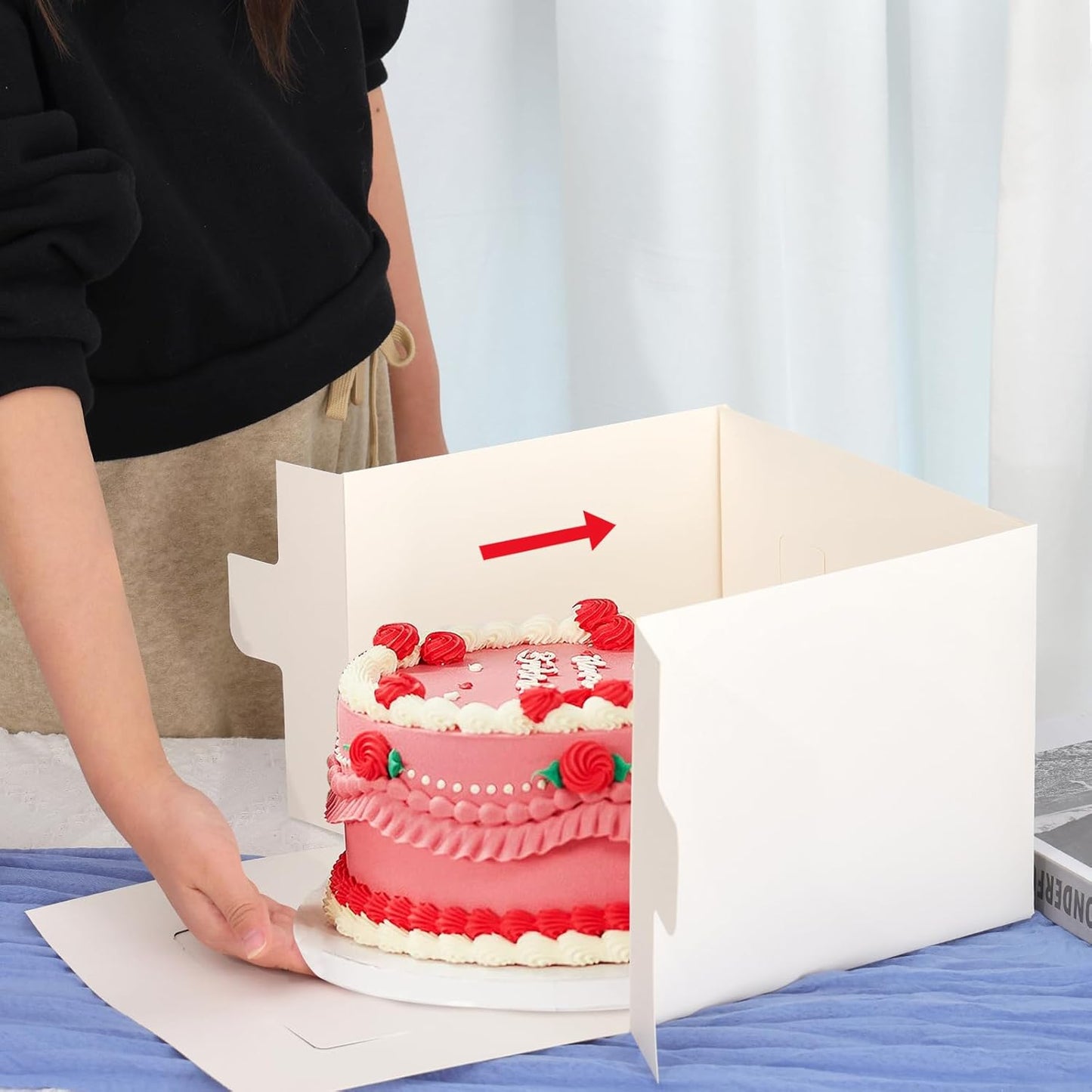 Moretoes 20pcs Cake Boxes, 10x10x8 Inches Tall Cake Box with Window, White Bakery Box, Large Baking Boxes with Window for Valentine's Day, Mother's Day, Pastries, Pies, Desserts