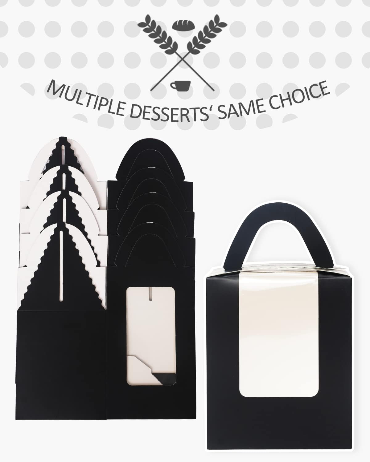qiqee 60pcs Cupcake Boxes Individual Disposable White Single Box with Window 3.6 * 3.6 * 4.3inch Cupcake Containers/Holders