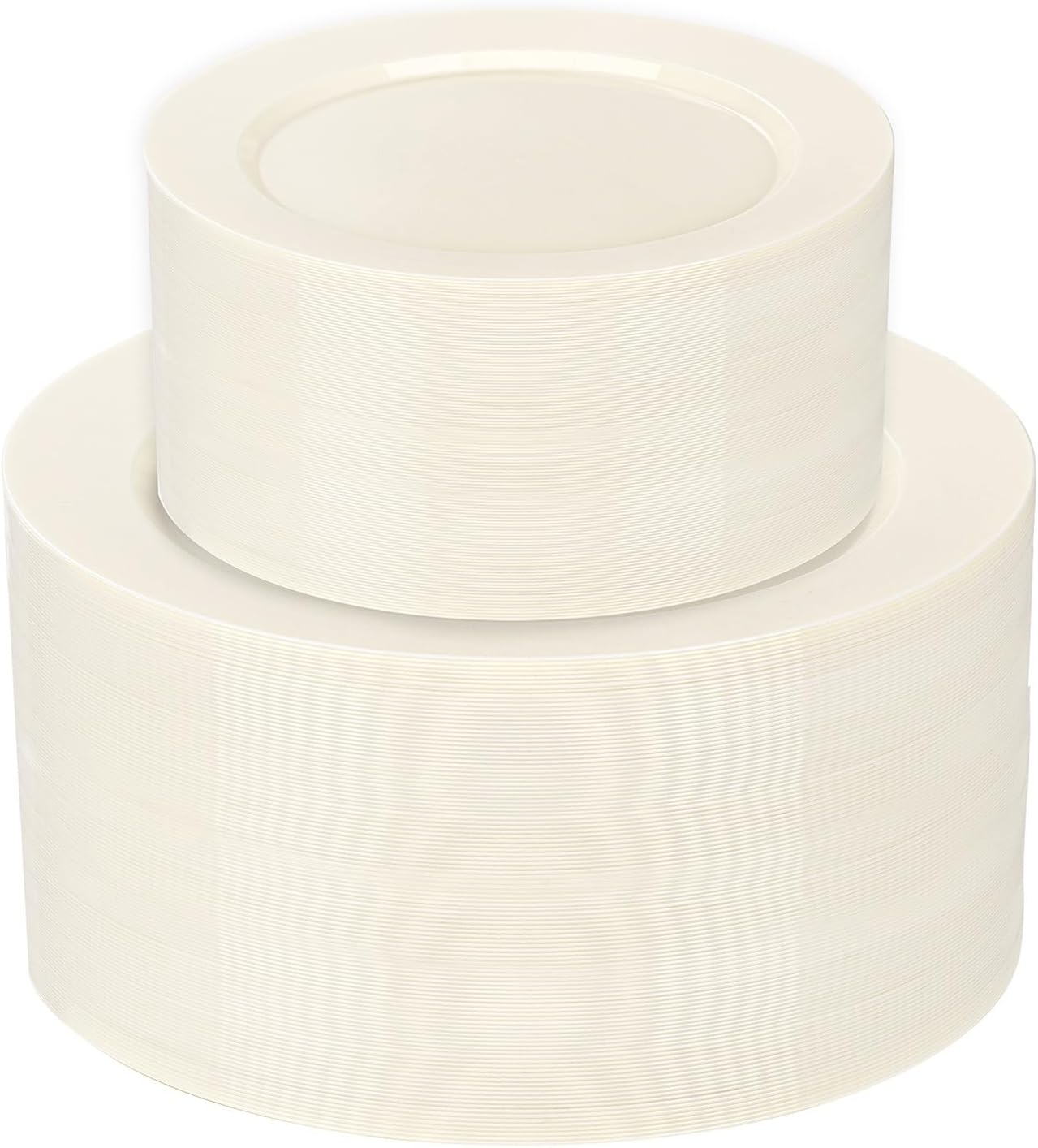 I00000 102 Pieces Gold Plastic Plates, Disposable Party Plates White Gold Rim, 51 Disposable Gold Dinner Plates 10.25 Inch and 51 Disposable Dessert Appetizer Elegant Fancy Wedding Plates 7.5 Inch