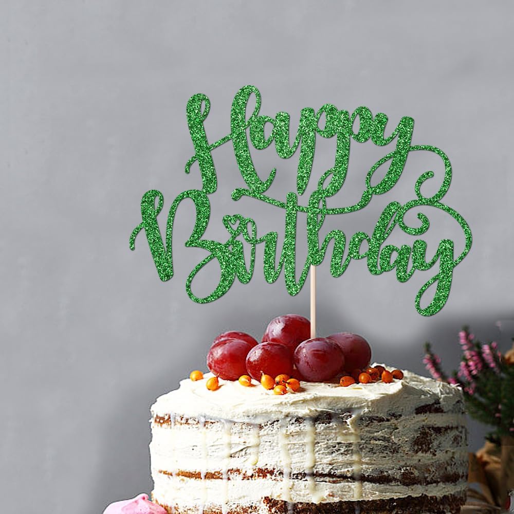 Handmade Glitter Happy Birthday Cake Topper,Birthday Party Cake Decorations, Anniversary/Birthday Party Decoration Supplies (Rainbow)