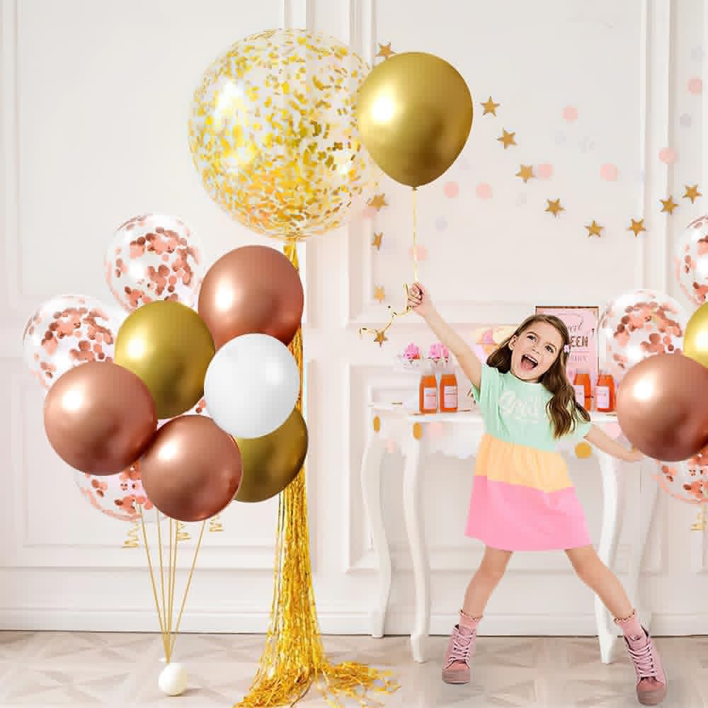 Gold Confetti Balloons, 50 Pcs 12 Inch, Glitter Gold Confetti Party Balloons, Party Decorations, Birthday Wedding Baby Shower Party Balloons Decorations