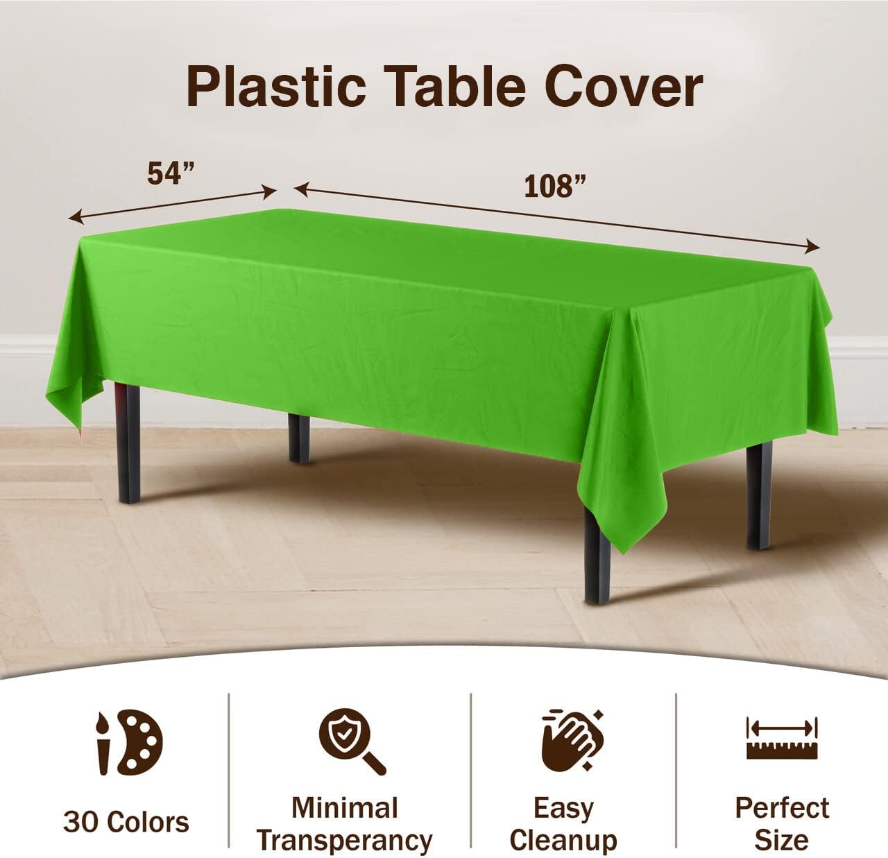 Exquisite Party Solids 6-Pack Premium Plastic Tablecloth 54in. x 108in. Rectangle Plastic Table Cover - Navy