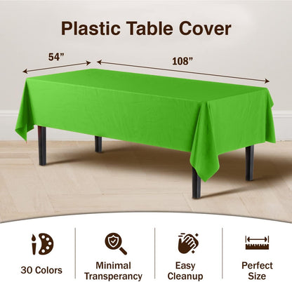 12-Pack Premium Plastic Tablecloth 54in. x 108in. Rectangle Table Cover - Dark Blue - Colors A