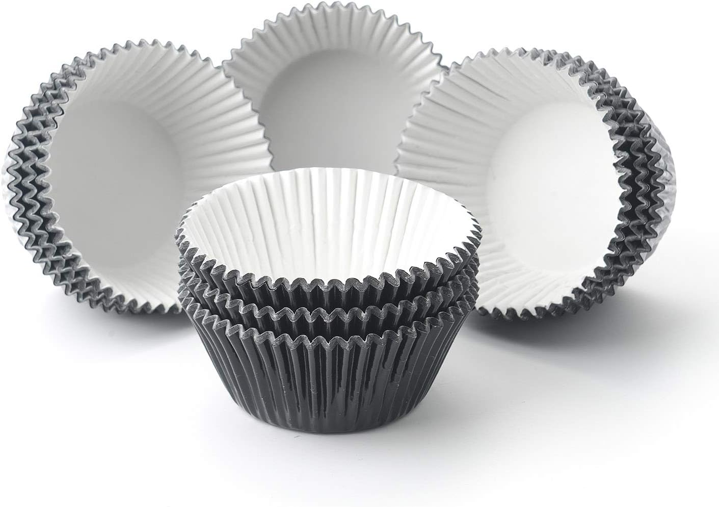 Gifbera White Metallic Foil Cupcake Liners Standard Size Baking Cups, 200-Count
