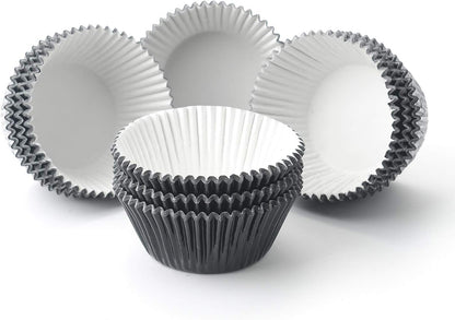 Gifbera White Metallic Foil Cupcake Liners Standard Size Baking Cups, 200-Count