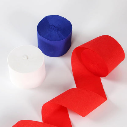Navy-Blue White- Silver Crepe Paper Streamers - 9 Rolls Royal Blue Graduation 2025 Men Boy Birthday Party Decorations Streamer Wedding Bridal Shower Paper Garland Fathers Day Decor Panduola