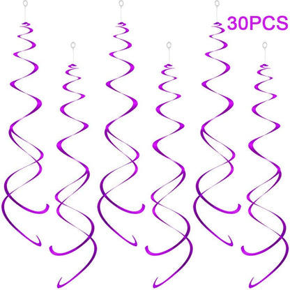 Party Swirl Decorations, Hanging Swirl for Ceiling Decorations, Purple, Pack of 30