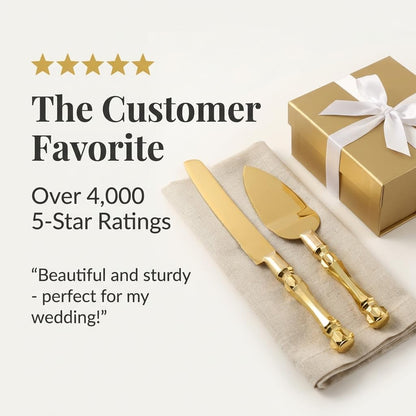Homi styles Wedding Cake knife and Server Set | Elegant Rose Gold Color Premium 420 Stainless Steel plated Blades | Cake & Pie Serving Set for Wedding Cake, Birthdays, Anniversaries, Parties