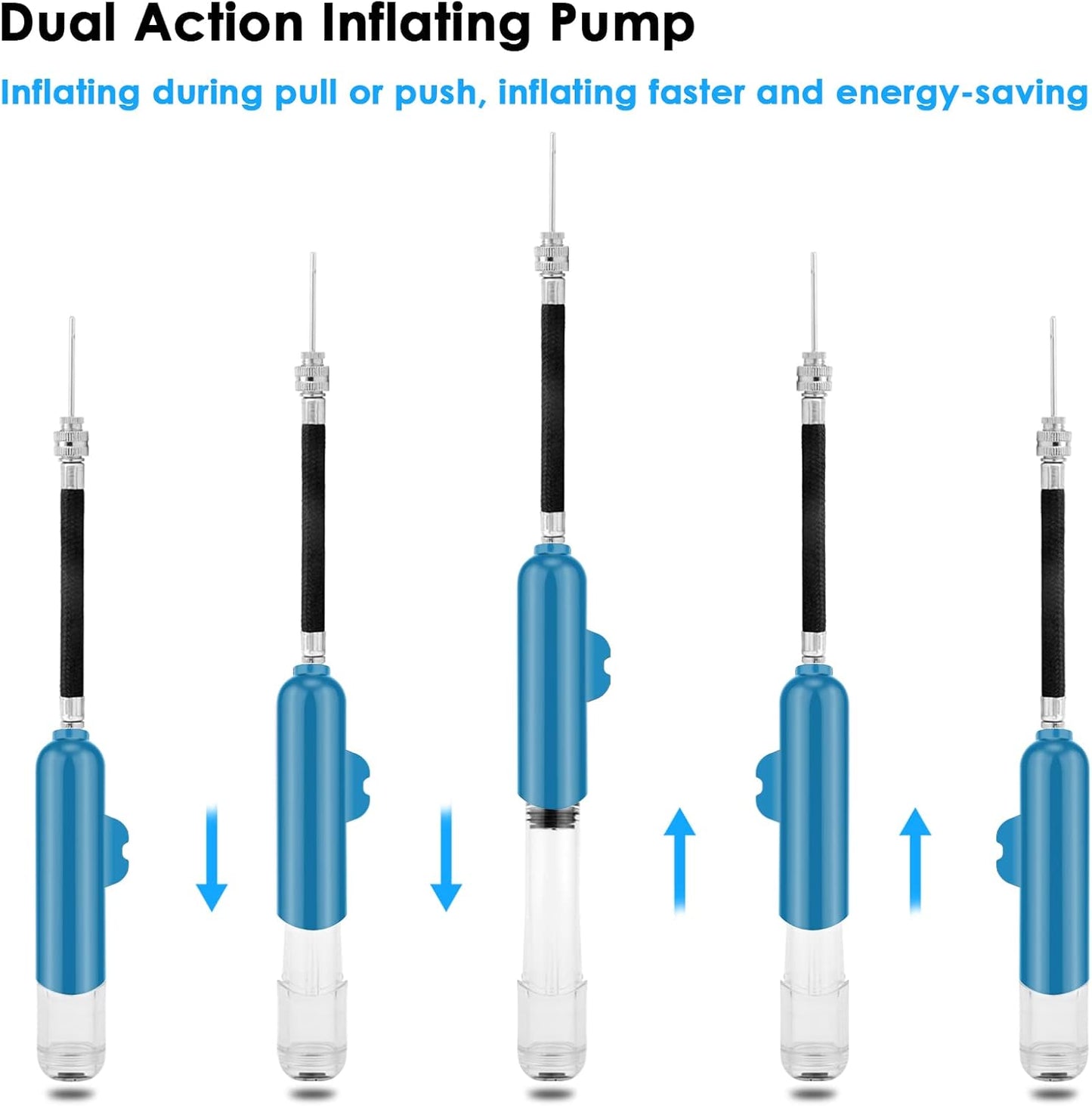 BROTOU Ball Pump, Dual Action Inflate Air Pump with 3 Needles and 2 Nozzles for Soccer Ball, Basketball, Volleyball, Balloons, Bikes