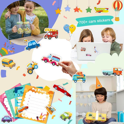 48 Sheets Stickers for Kids, Cute Stickers Variety Pack for Scrapbooking, Teachers Classroom Prizes, Goodie Bag Stuffers Including Animals, Cars, Dinosaurs, Fishes, Hearts, Stars and More