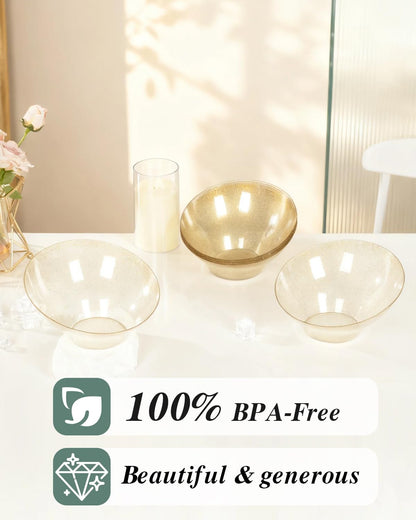BESTVIP 54oz Clear Plastic Serving Bowls for Party - 12 Pack Angled Disposable Serving Bowls, Party for Chips, Snacks, Fruit, Salad - Bowls for Parties, Daily Use, Catering, Christmas
