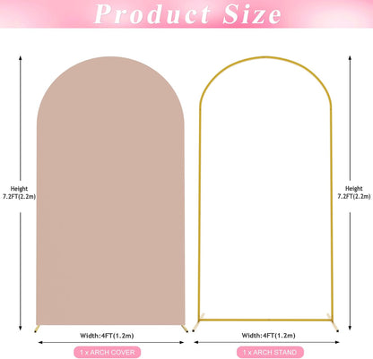 Wokceer 7.2 FT Wedding Arch Backdrop Stand and White Arch Cover, Metal Arch Stand with Arch Stand Cover for Birthday Party Wedding Ceremony Bridal Baby Shower Event Decor