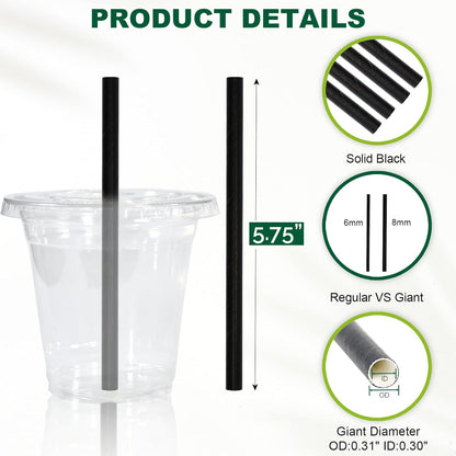 5.75 inch Orange Paper Cocktail Straws, Short Disposable Drinking Straws 500 Counts, Unwrapped - Compostable