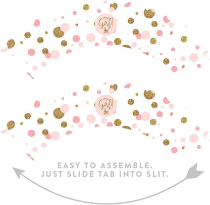 Andaz Press Blush Pink Gold Glitter Girl Baby Shower, Printable Table Tent Place Cards, 20-Pack, Seat Placement Cards Blank Place Cards For Table Settings Name Cards for Wedding, Graduation Food Cards - Colors B