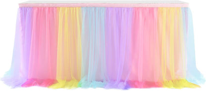 Suppromo 6ft Pink Tulle Table Skirt Baby Shower Tablecloth for Rectangle Tables or Round Tables Pink Ruffle Tutu Table Skirts Desk Skirt for Princess Girls Birthday Party Cake Dessert Decorations