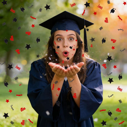 Black Gold Graduation Confetti Class of 2026 Black Graduation Cap, 200Pcs Glitter Stars Confetti Sprinkles, Table Congrats Grad Confetti for Graduation Party Table Decorations