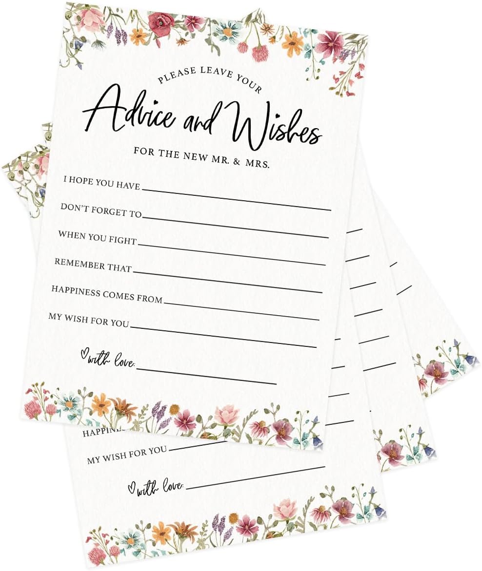 Printed Party Bridal Shower Game Set – 4 Fun Games and Activities for 30 Guests, Includes Bingo, He Said She Said, Bride & Groom Trivia, and Wedding Phrase Guessing Game, Love In Bloom Wildflower Design