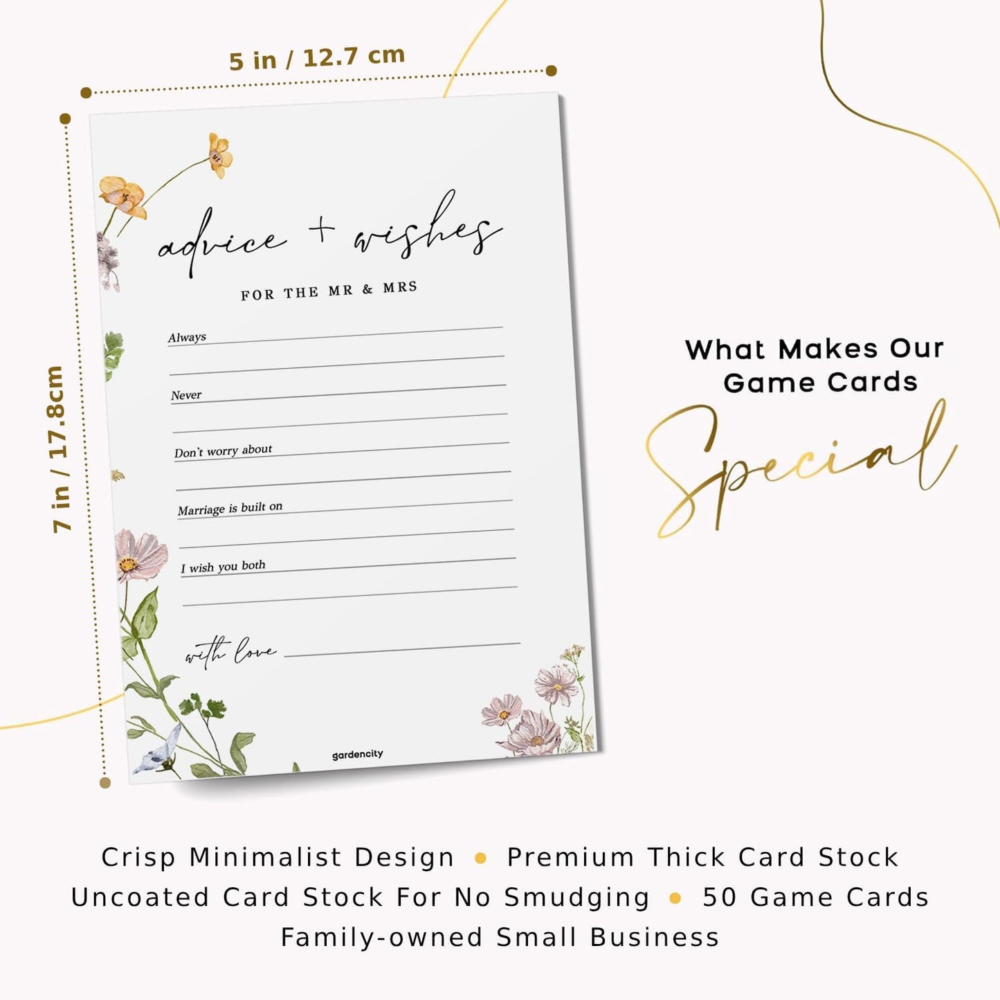 GardenCity Find The Guest Bingo Game Cards, Bridal Shower Games, Baby Shower Bingo, Wedding Game, 50 Cards - Wildflower