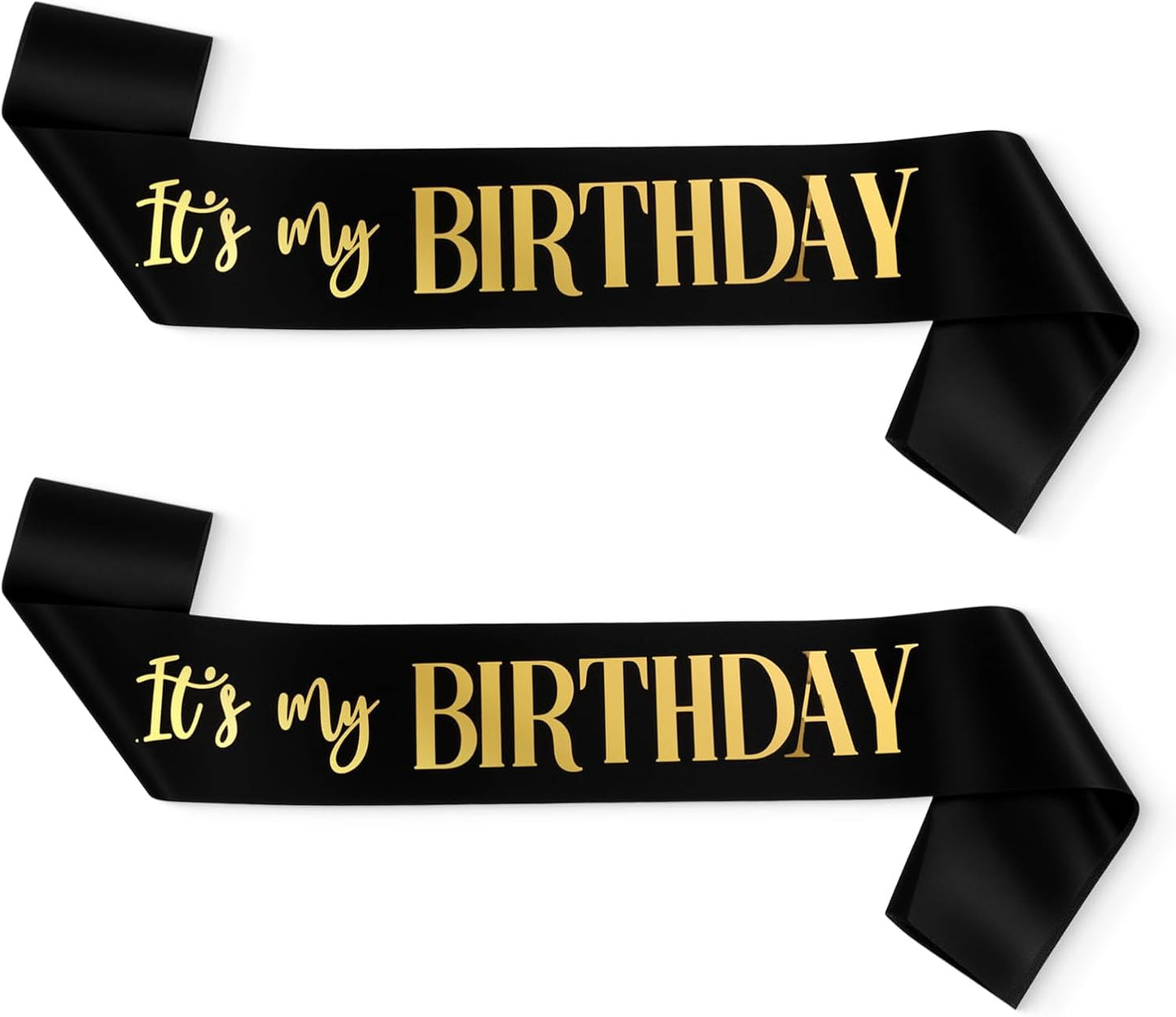 It's My Birthday Sash 2 Packs Birthday Sash for Women Black and Blakc Happy Birthday-Sash for Women Men Birthday-Party Gifts