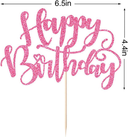 Handmade Glitter Happy Birthday Cake Topper,Birthday Party Cake Decorations, Anniversary/Birthday Party Decoration Supplies (Rainbow)