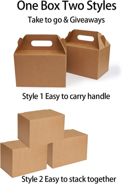 Happyhiram 30 CT Large Welcome Boxes with Handles White, 9x6x6 Gable Gift Easter Boxes Cardboard Paper Party Favor Boxes Barn Style Carry Out Box Recyclable Paper Gift Packaging Boxes for Food Box Lunch Cookies Donuts Baby Shower Bridal Shower Wedding