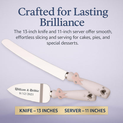 GIFTS INFINITY Personalized Wedding Cake Knife and Server Set with Engraving – Cake Cutting Utensil Set, Keepsake Gift for Wedding, Anniversary, Reception, Birthday & Other Occasions (CH-101WB)