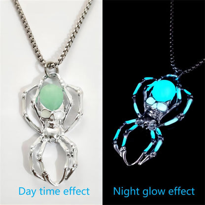 Spider Necklace for Men Women,Punk Luminous Animal Pendant,Spider Charm Pendant Necklace,Hip-hop Glow in the Dark Jewelry