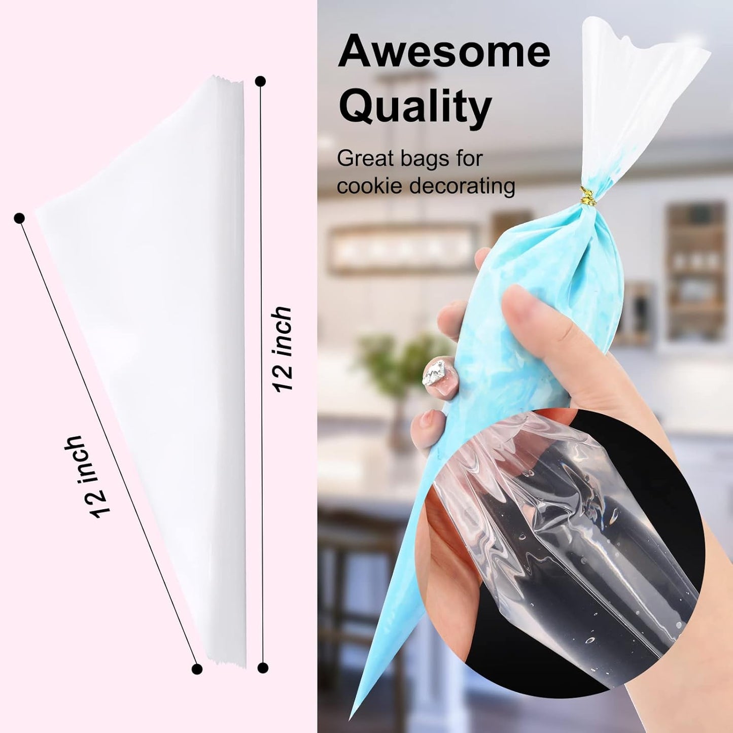 Tamodan Piping Bags 100PCS & 16 Inches Tipless Piping Bags, Extra Thick Pastry Bags Disposable, Non-Slip Icing Piping Bags Disposable Design, Cake Decoration.