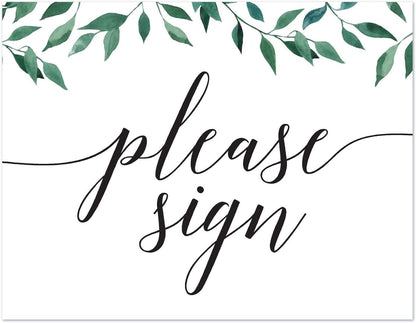 Andaz Press Wedding Party Signs, Natural Greenery Green Leaves, 8.5x11-inch, Bridal Shower Scavenger Hunt, 1-Pack - Colors B