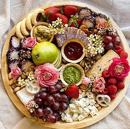 Charity Leaf Disposable Palm Leaf 13" Deep Round Trays (10 pieces) Bamboo Like Serving Platters, Disposable Boards, Eco-Friendly Dinnerware For Weddings, Catering, Events