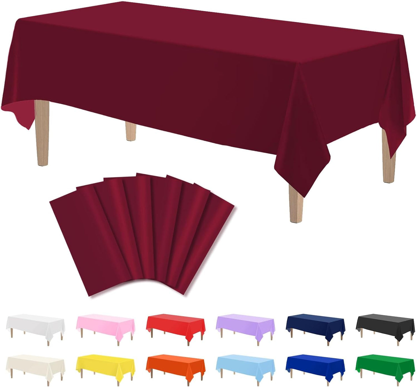 Kopokita 2PCS Black Plastic Tablecloths 54 x 108 Inch, Disposable Table Cloths Rectangle Party Table Covers