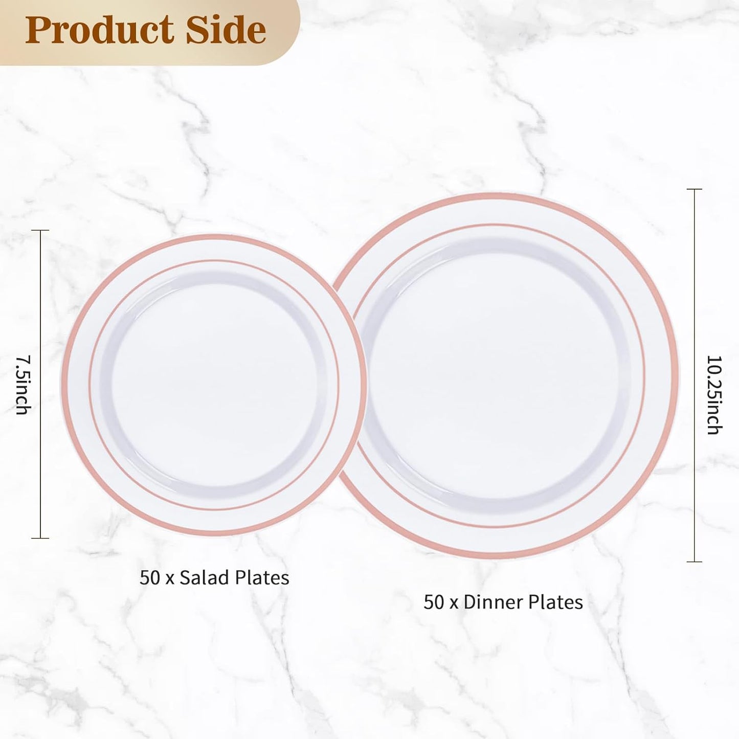BESTVIP 200PCS Gold Plastic Plate, Disposable Party Plates with 100 Dinner Plates and 100 Dessert Plates, Plastic Plates for Party, Wedding and Birthday