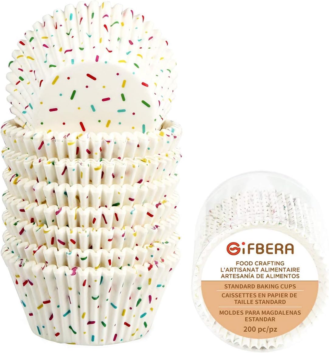 Candy White Cupcake Liners - Gifbera Standard Baking Cups Odorless Greaseproof Paper Muffin Wrappers, Pack of 200