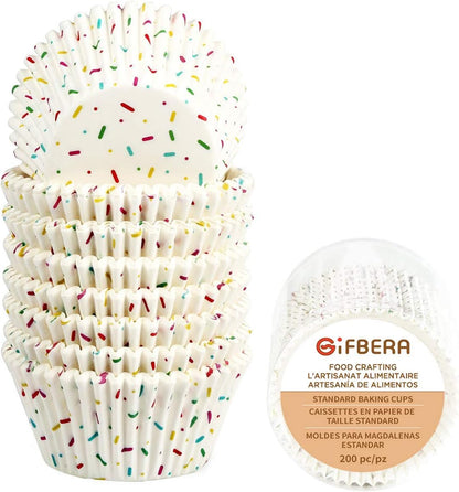 Candy White Cupcake Liners - Gifbera Standard Baking Cups Odorless Greaseproof Paper Muffin Wrappers, Pack of 200