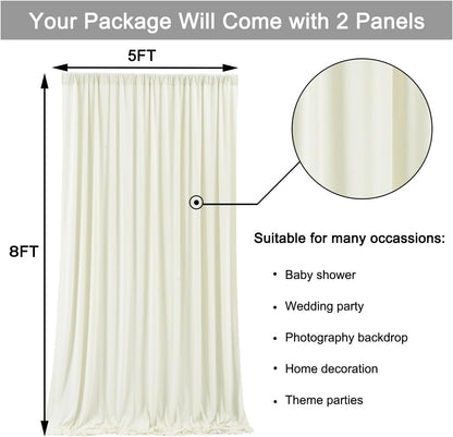 10 ft x 10 ft Wrinkle Free White Backdrop Curtains for Wedding Parties, Polyester Photography Backdrop Drapes for Birthday Parties Stage Backdrop Stand, 2 Panels 5x10FT Background Curtains