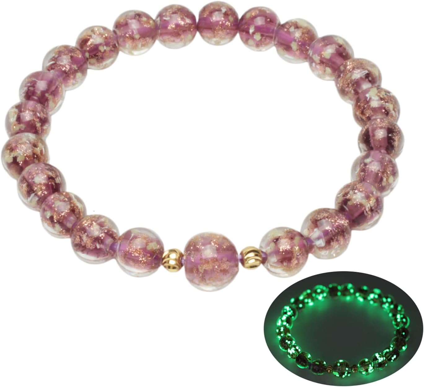 Glass Beaded Bracelet Glowing Bracelet Luminous Beads Bracelet for Women Glass Mermaid Bracelet Bangles Anti Anxeity Healing Energy