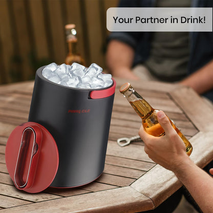 PINNACLE Insulated ice bucket for parties with Tong that fit into Lid - Stainless Steel ice bucket for cocktail bar with Collapsible Handles for indoor/outdoor bar, BPA Free (blue)
