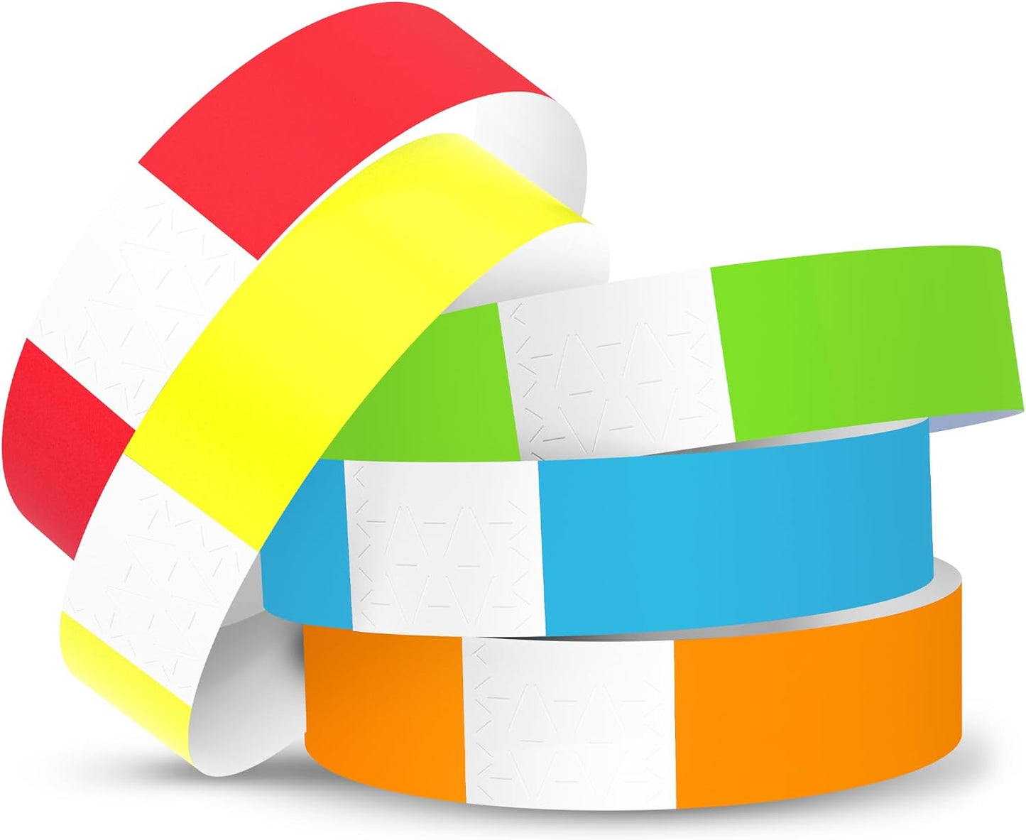 500 WristCo 5 Color Variety Pack Paper Plastic Wristbands for Events - Premium Water-Proof Tear Resistant Paper Bracelets ID Wrist Bands for Concerts Festivals Admission Party Identification