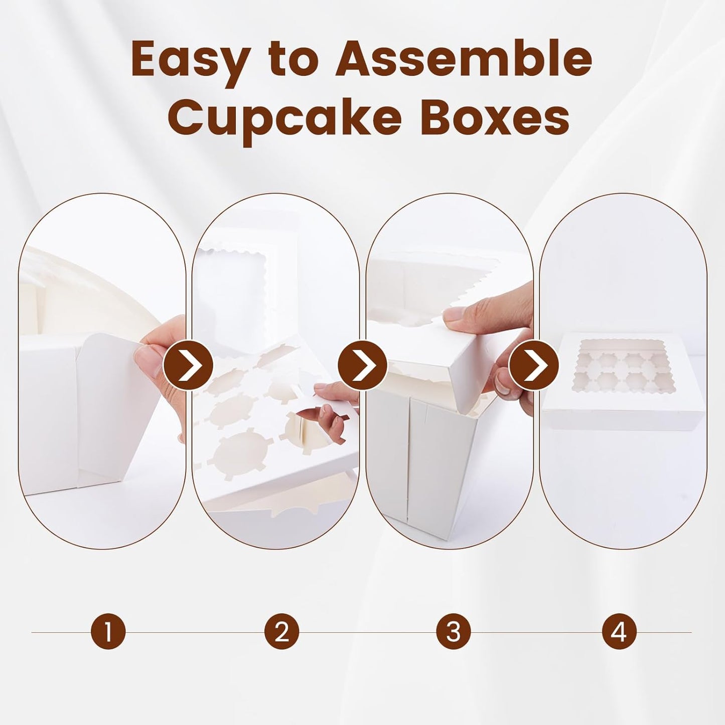 12PCS Cupcake Boxes 12 Count Cupcake Container with Window White Cupcake Holder Holding 144 Cupcakes for Birthday Holiday Party Bakery Supplies