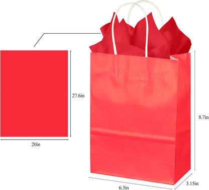 BLEWINDZ 32 Pieces Gift Bags with 32 Tissues, 8 Colors Party Favor Bags with Handles, Rainbow Gift Bag for Wedding, Birthday, Party Supplies and Gifts