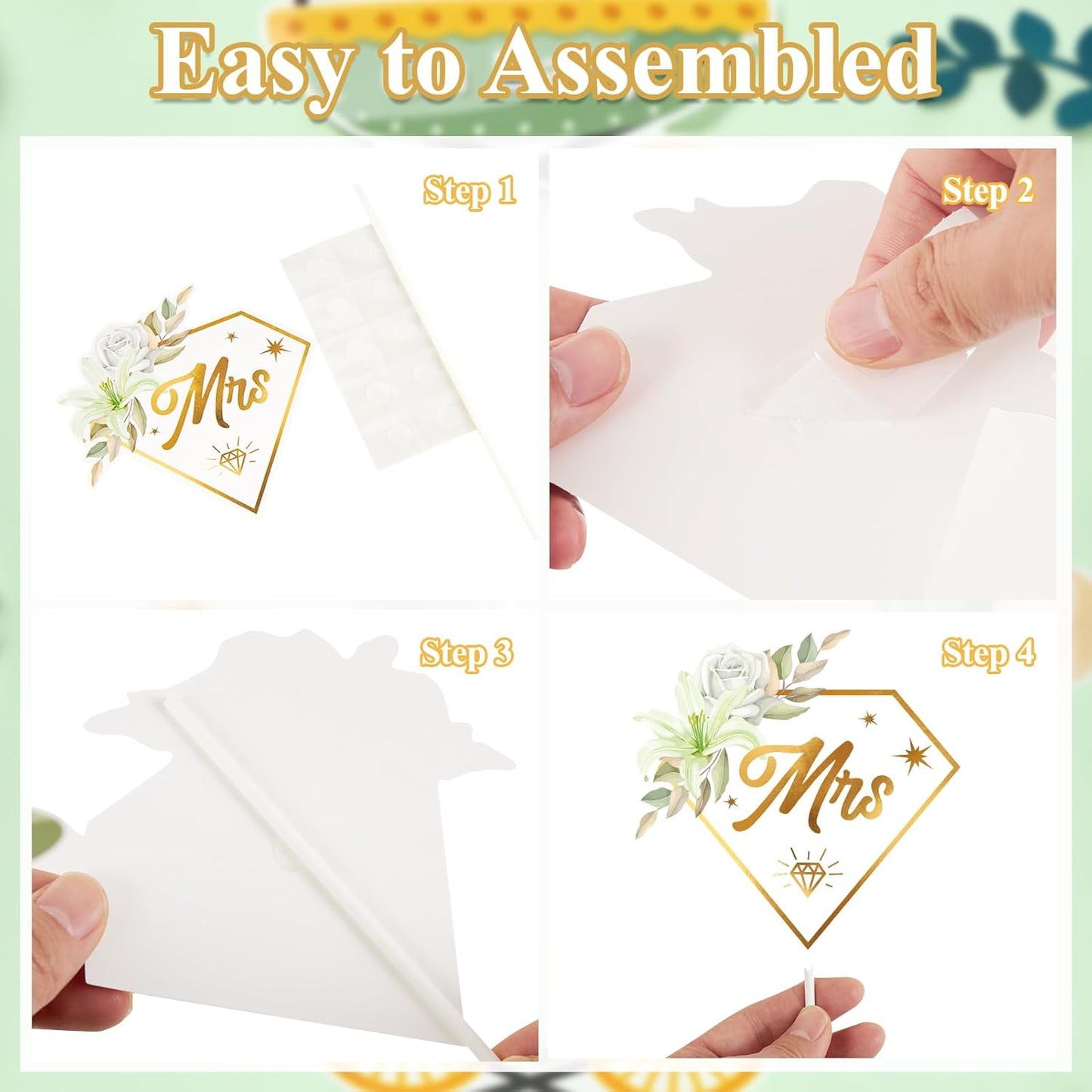 SUNBEAUTY 38 PCS Sage Green Wedding Photo Booth Props,Bridal Shower Photo Props, Engagement Party Decorations, Wedding Decorations for Ceremony Outside, Wedding Party Supplies for Girls