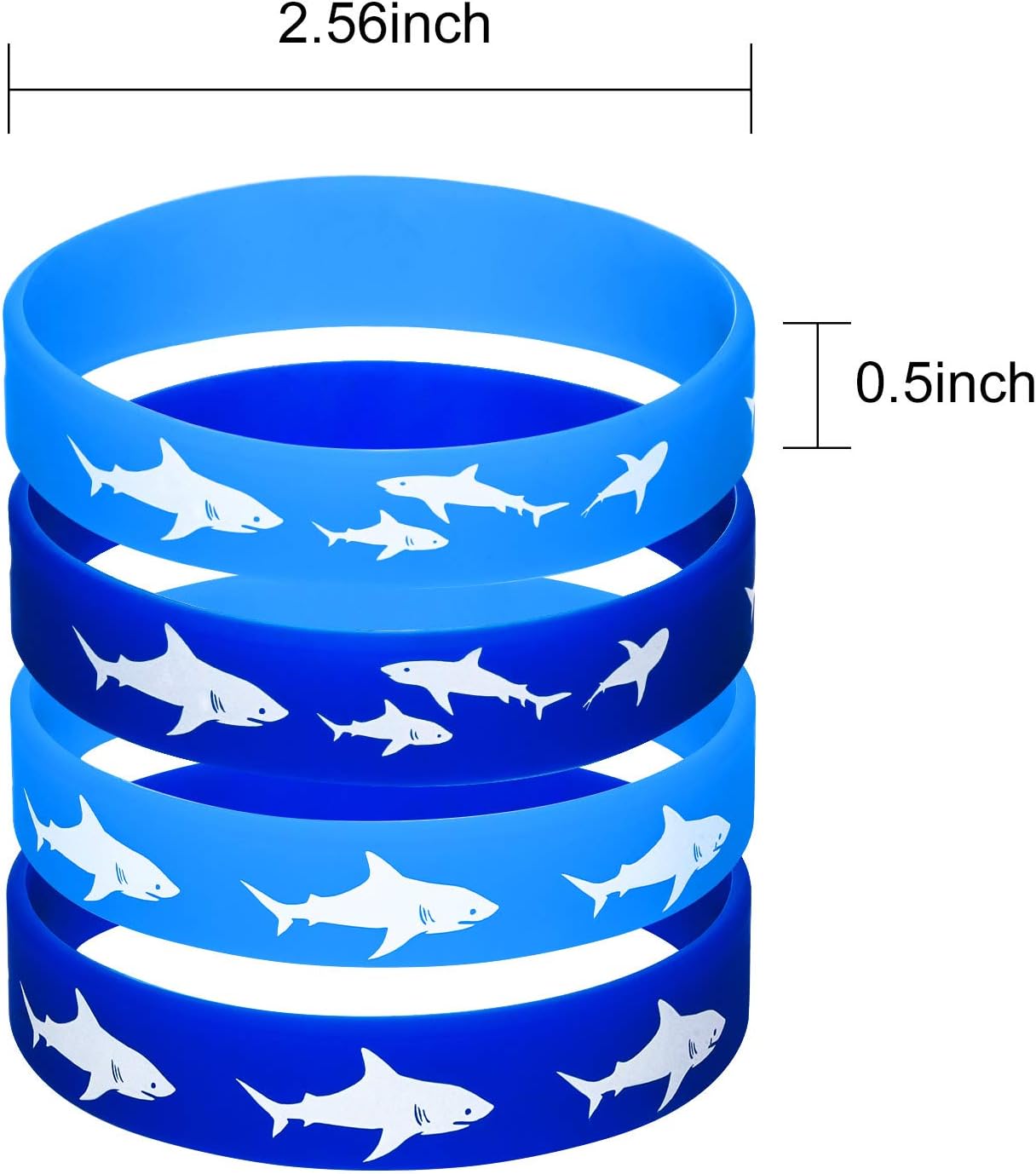 meekoo 24 Pcs Shark Party Favors Rubber Wristbands Bracelet, Party Decorations Under the Sea Supplies, Shark Birthday Favors Supplies Gift Decorations (Delicate)