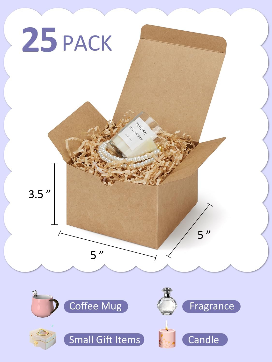 Eupako Gift Boxes 4x4x4 50 Pack White Kraft Paper Box with Lids Party Favor Boxes for Bridesmaids Proposal, Crafting, Cupcake, Wedding, Christmas