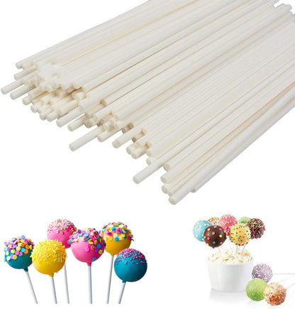 COOLAKE Lollipop Sticks 100 Pack 6 Inch Paper Candy Making Sucker Sticks for Cake Topper, DIY Homemade Fruit Candy, Chocolate
