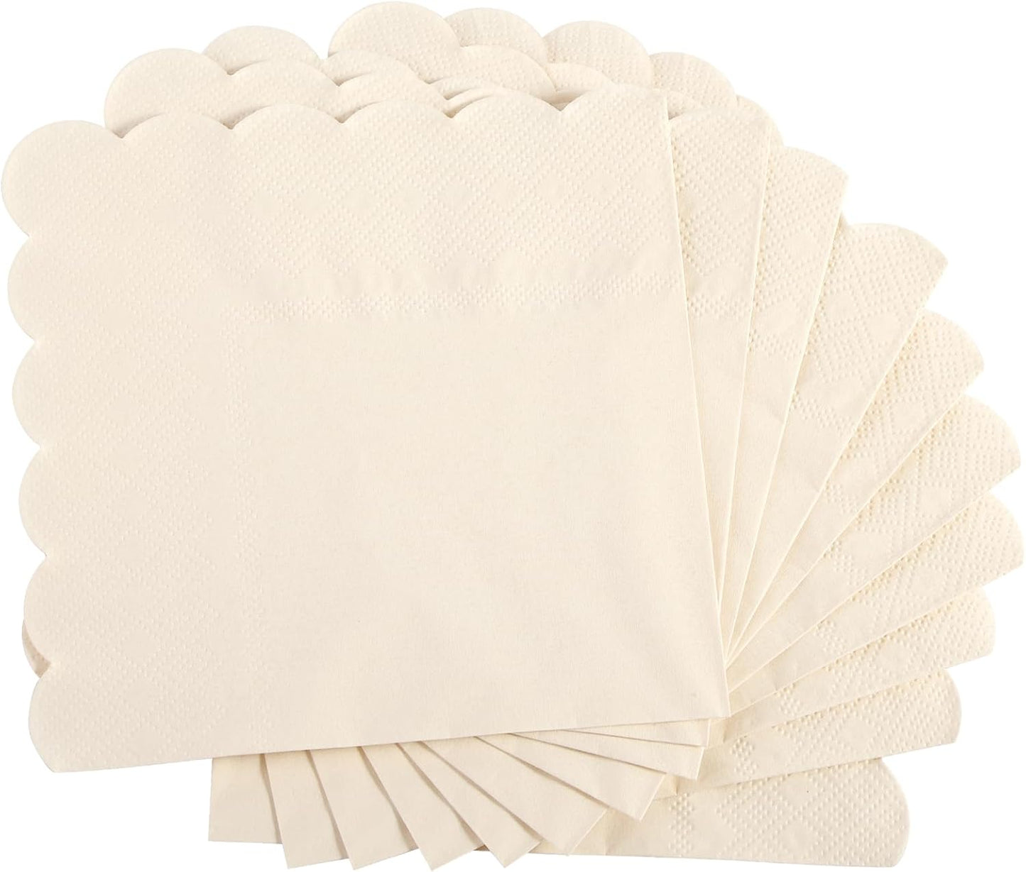 100 Pcs Cocktail Napkins, 2-Ply 5 x 5 Inches Disposable Scalloped Napkins, Thick Premium Dessert Napkins for Party, Wedding, Dinner, Birthday, Anniversary, Festival (Sage Green)