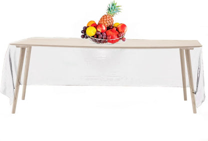 14 Pack Black 54 x 108 in. Rectangle Disposable Plastic Tablecloths - Smooth Decorative Covers for Parties, Weddings