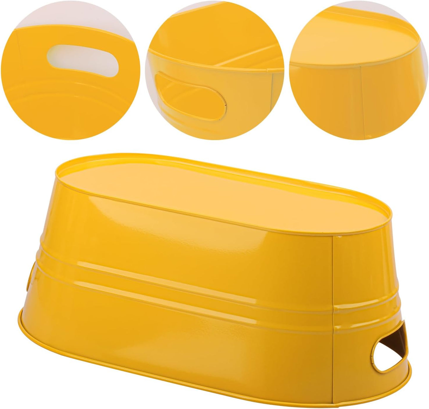 3 PCS 15.3 x 9 x 6 inches White Metal Galvanized Tub with Iron Handles, 3 Gallon Beverage Tubs for Parties, Large Ice Buckets for Beer, Wine, Cocktails & Outdoor Events