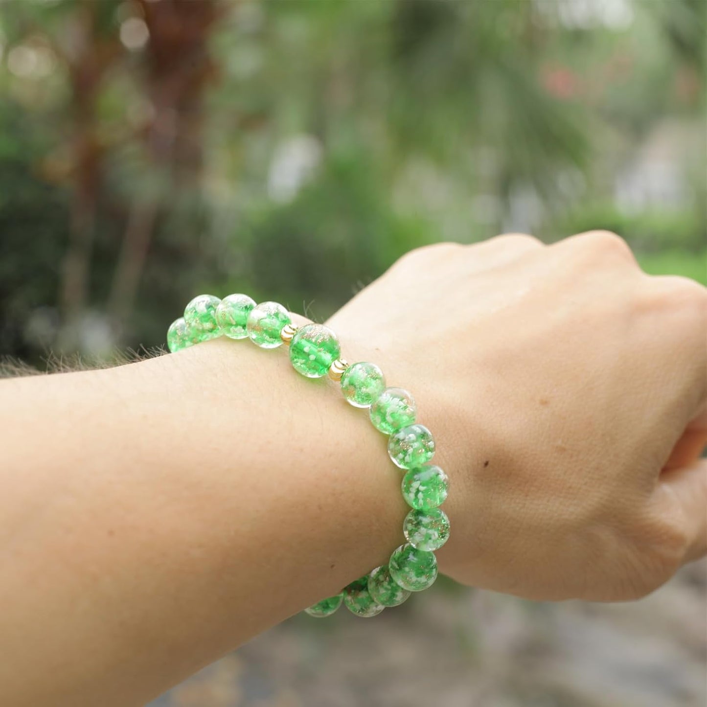 Glass Beaded Bracelet Glowing Bracelet Luminous Beads Bracelet for Women Glass Mermaid Bracelet Bangles Anti Anxeity Healing Energy