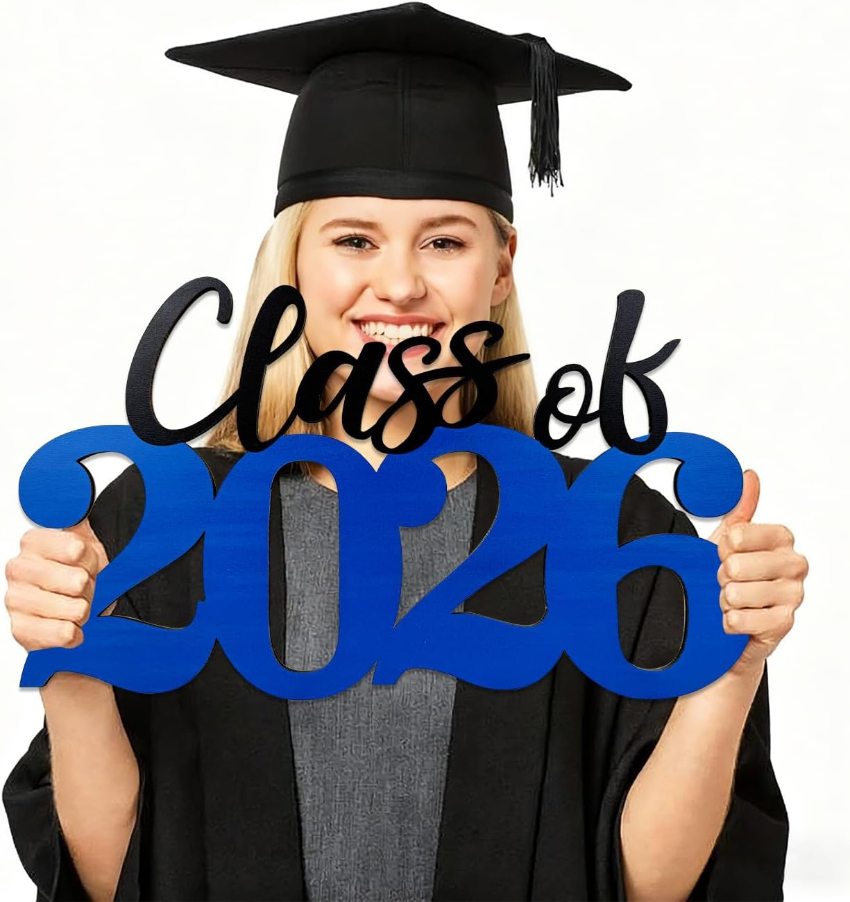 Class of 2026 Wooden Sign Graduation Party Decorations 2026 White Graduation Photo Booth Prop Senior2026 Sign for High School College Party