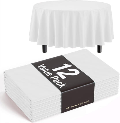 12-Pack Premium Plastic Tablecloth 54in. x 108in. Rectangle Table Cover - Dark Blue - Colors B